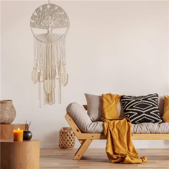 Tree of Life Dream Catcher, Macrame Wall Hanging Large Dreamcatcher Woven Boho - Picture 5 of 8